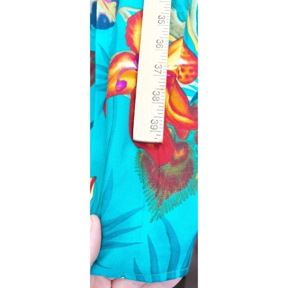VTG Colors 1X Tropical Dress Large Bold Print Floral 100% Rayon Muumuu 44"L NWT - Picture 10 of 12